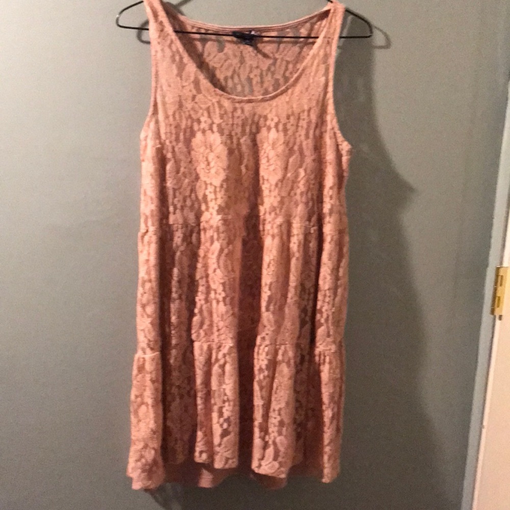 Pink lace dress with slip underneath